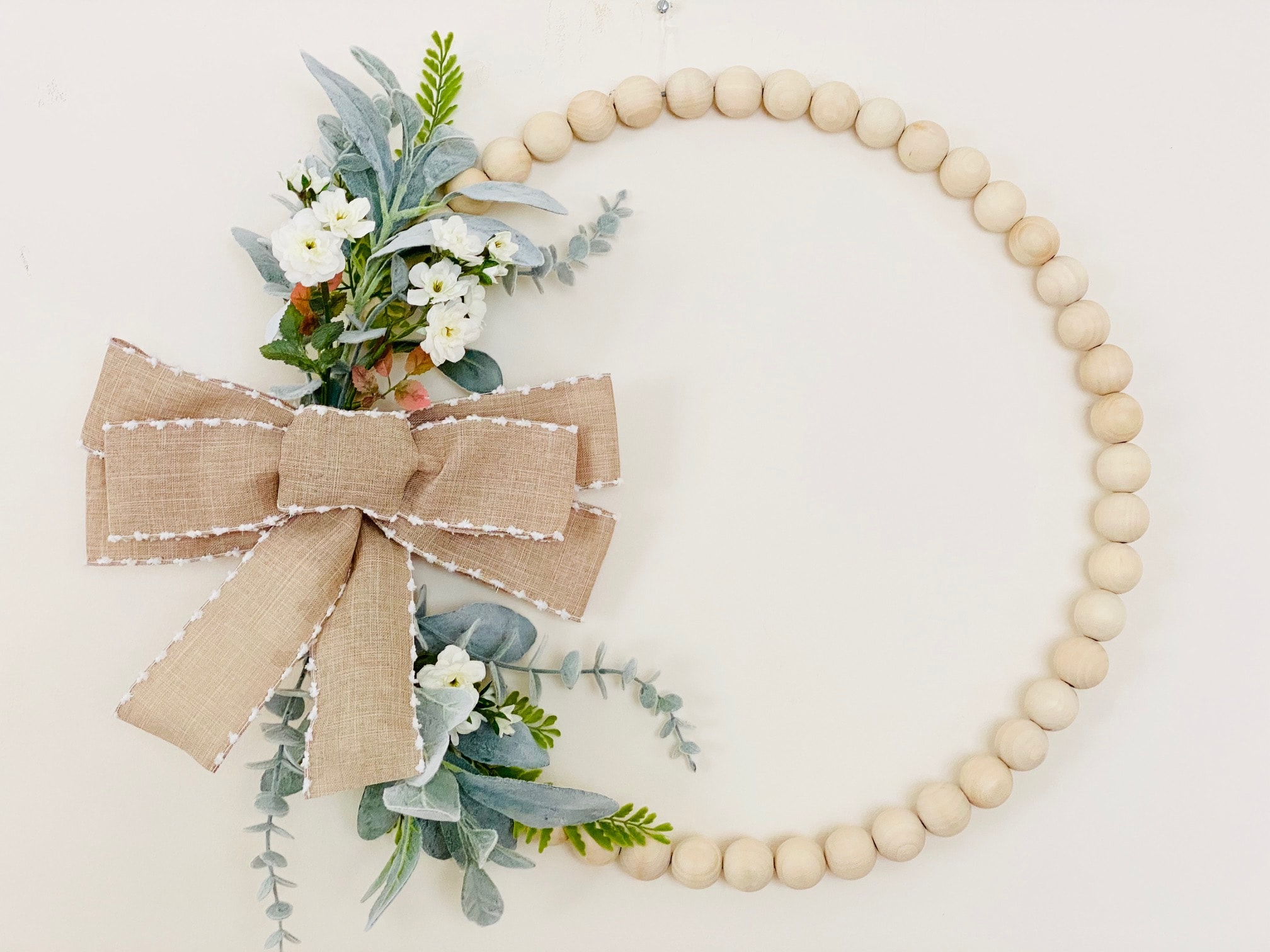 wood bead wreath