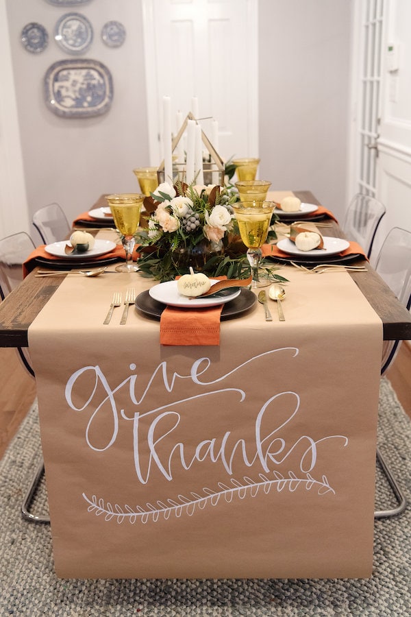 How To Host A Friendsgiving & DIY Kraft Paper Table Runner - At