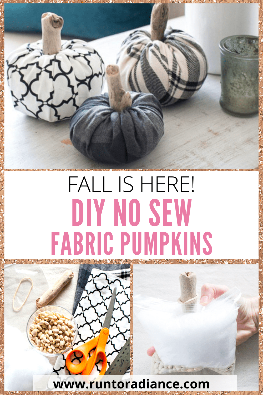 Easy No Sew Fabric Pumpkins - Run To Radiance